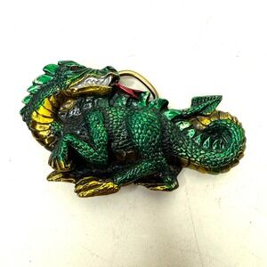 Vintage 1984 Great American Buckle Co Green Dragon Belt Buckle Serial H 1422 3D